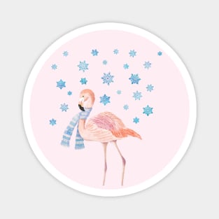 Flamingo with snowflakes Magnet